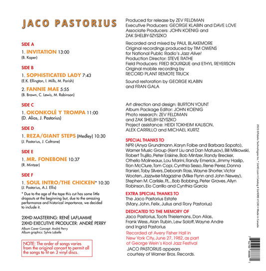 Jaco Pastorius - TRUTH, LIBERTY & SOUL, Live in NY city 1982 - 45rpm Triple-Album / Vinyl